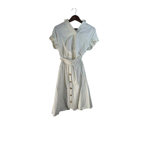 Vintage LIZ CLAIBORNE 100% Linen Set Small Petite White Collared Euro Summer EUC - Picture 1 of 11